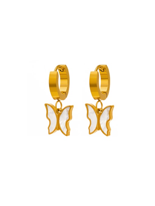 Golden Butterfly Earrings Stainless steel Shell Butterfly Hip Hop Huggie Earring