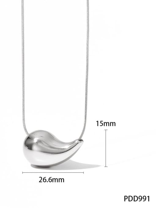 (Horizontal style) Medium Steel  PDD991 Stainless steel Water Drop Minimalist Necklace