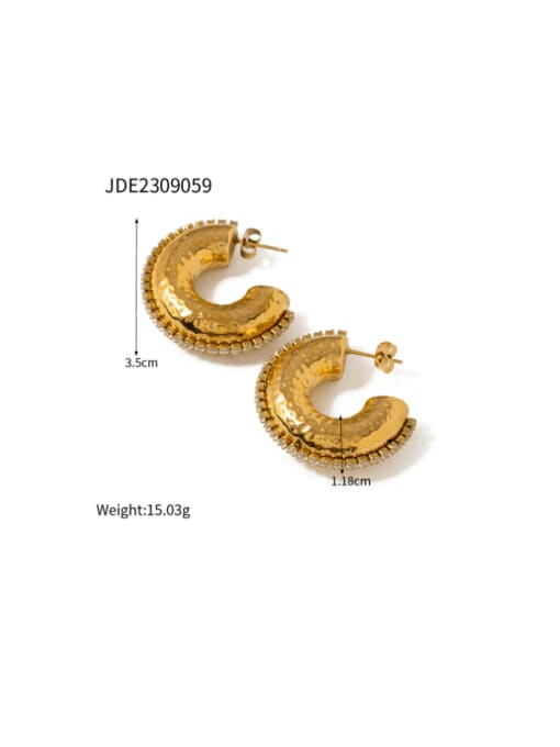 JDE2309059 Stainless steel Geometric Hip Hop Stud Earring