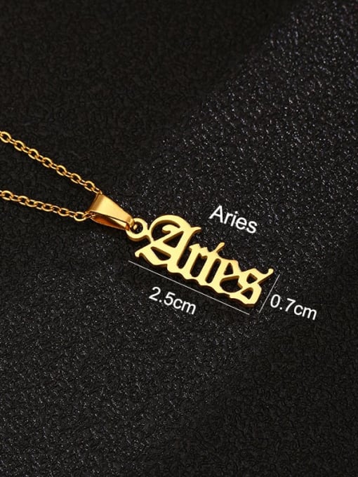 Golden Aries Stainless steel Constellation Hip Hop Necklace
