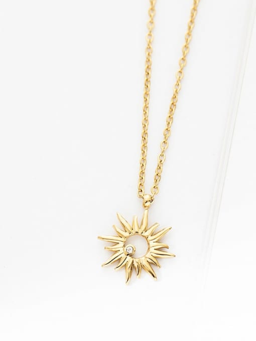 YAYACH Stainless steel Rhinestone Sun Flower Trend Necklace 1