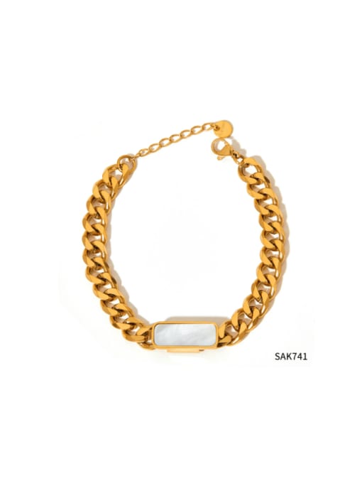 SAK741 Gold Stainless steel Shell Geometric Hip Hop Link Bracelet