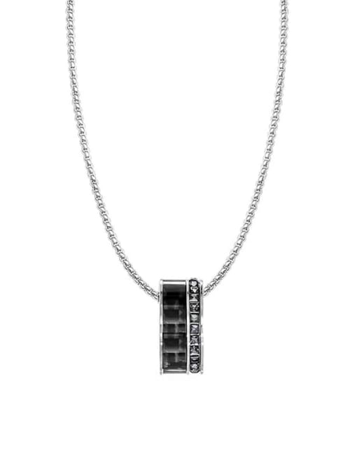 MAKA Titanium 316L Stainless Steel Cubic Zirconia Geometric Vintage Necklace with e-coated waterproof 2