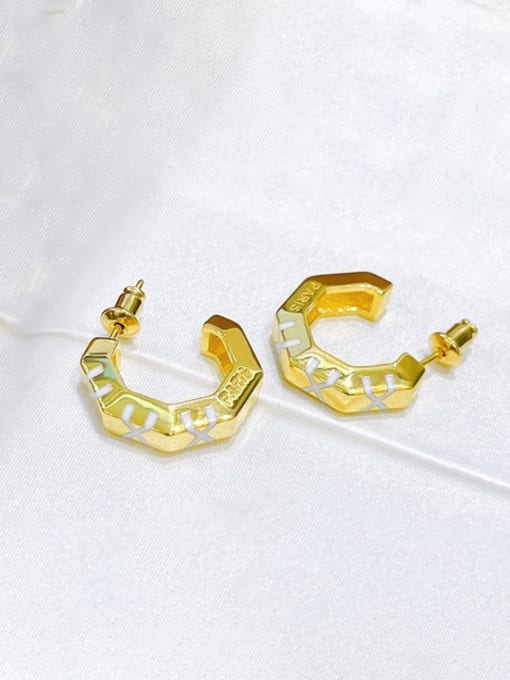 Clioro Brass Cubic Zirconia Geometric Minimalist Stud Earring 2