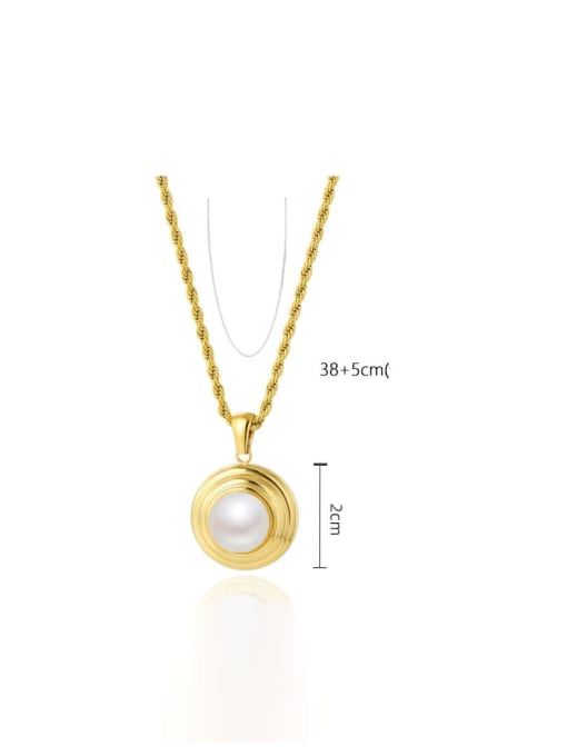YAYACH Stainless steel Imitation Pearl Round Trend Necklace 2