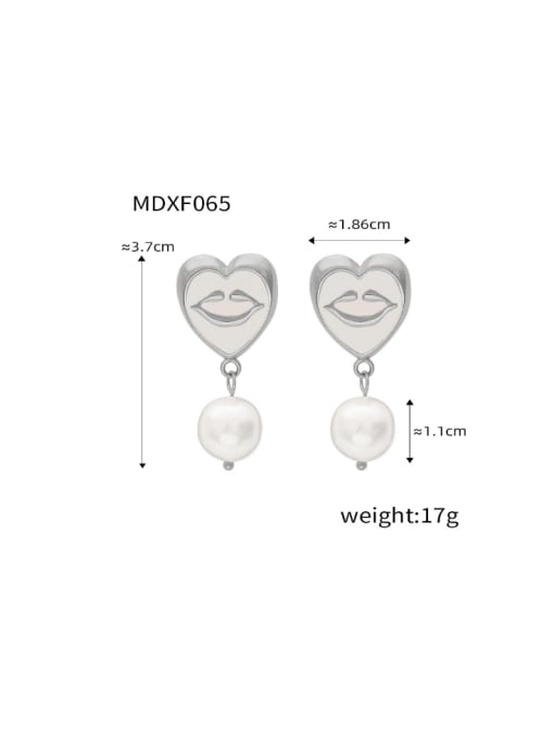 XF065 Steel White Earrings Brass Enamel  Heart Hip Hop Earring and Necklace Set