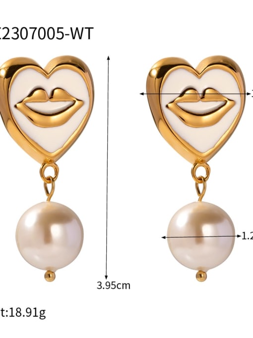 JDE2307005 WT Stainless steel Imitation Pearl Enamel Heart Trend Necklace