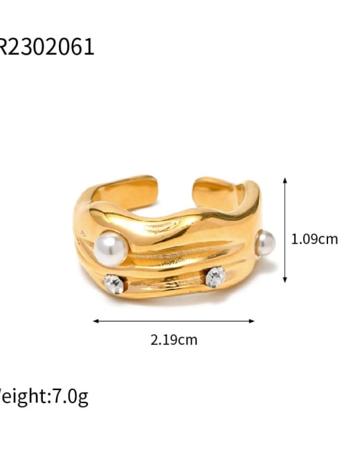 JDR2302061 Stainless steel Imitation Pearl Geometric Vintage Band Ring