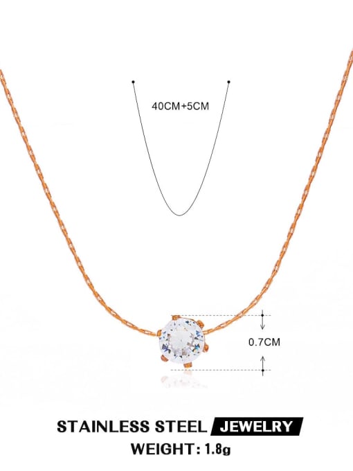 Rose Gold 6 Claw Necklace Stainless steel Cubic Zirconia Geometric Minimalist Necklace