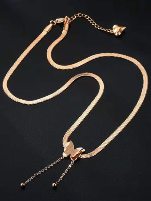 K.Love Titanium Steel Butterfly Vintage Tassel Necklace 2