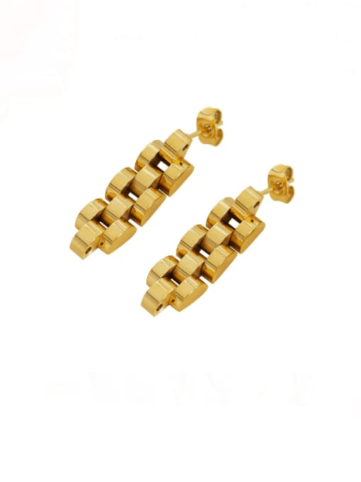 F060 Gold Earrings Titanium Steel Geometric Vintage Drop Earring