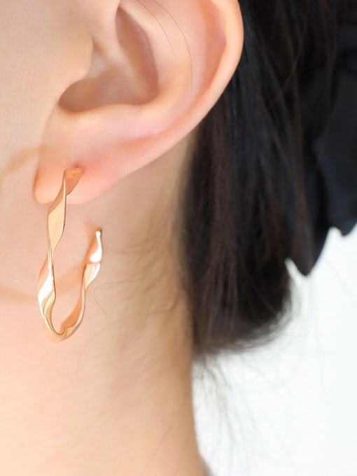 F292 Rose Gold Earrings Titanium Steel Geometric Minimalist Hoop Earring