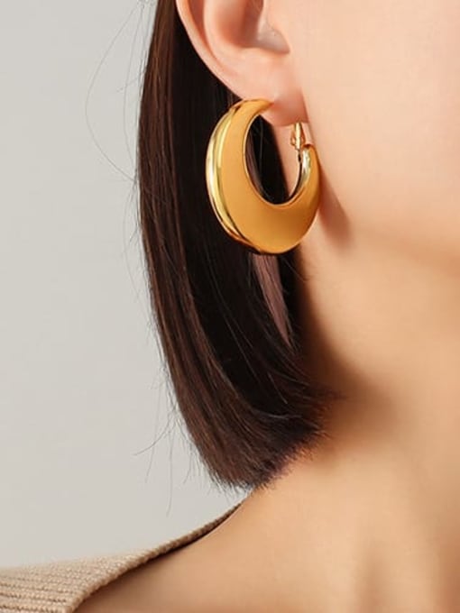 F231 4cm gold earrings pair Titanium Steel Geometric U Shape Minimalist Huggie Earring