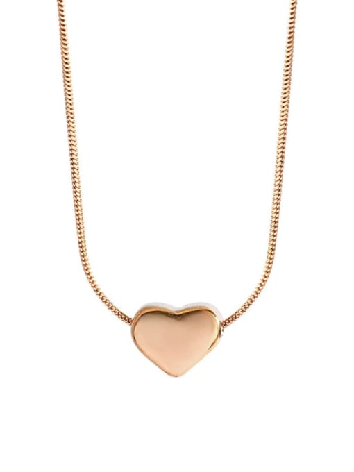 XL172 3D Love Necklace Rose Titanium Steel Heart Minimalist Necklace