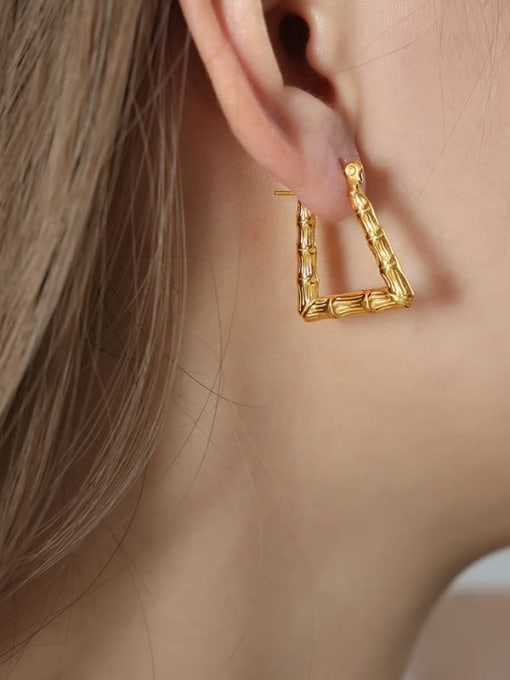 F1217 Triangle Gold Earrings Titanium Steel Geometric Trend Stud Earring
