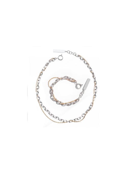 MAKA Trend Geometric Titanium Steel Bracelet and Necklace Set 0