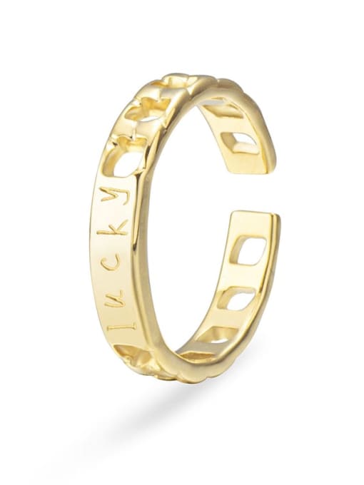 Gold Stainless steel hollow chain couple ring