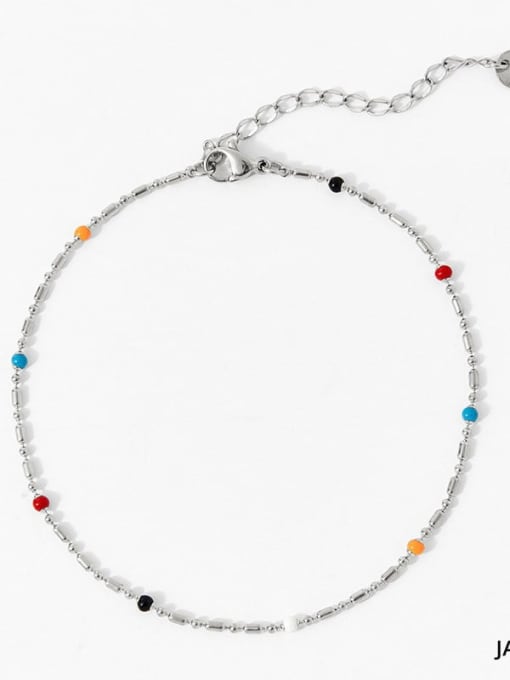 JAP351 ankle chain silver+color Stainless steel Irregular Minimalist Beaded Necklace