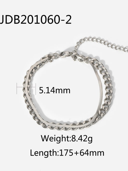 JDB201060 2 Stainless steel Hollow Geometric Chain Vintage Strand Bracelet