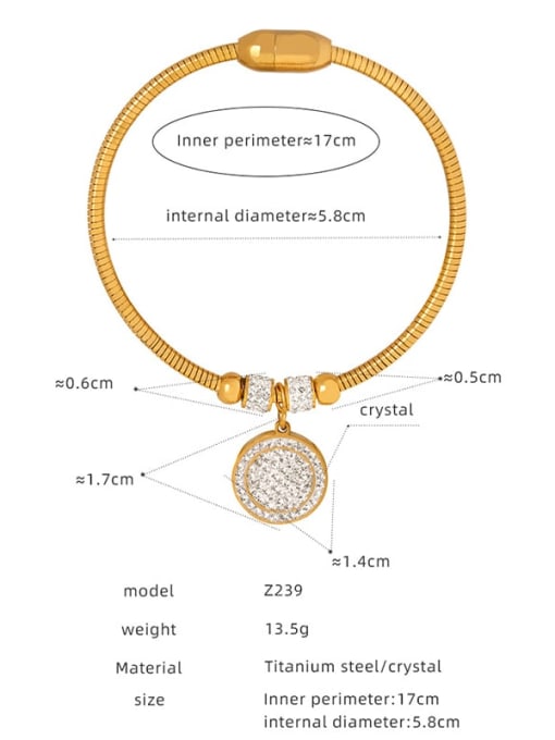 Z239 Gold Bracelet Titanium Steel Cubic Zirconia Geometric Trend Band Bangle