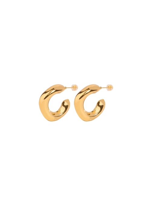 F454 Gold Earrings Brass Geometric Trend Hoop Earring