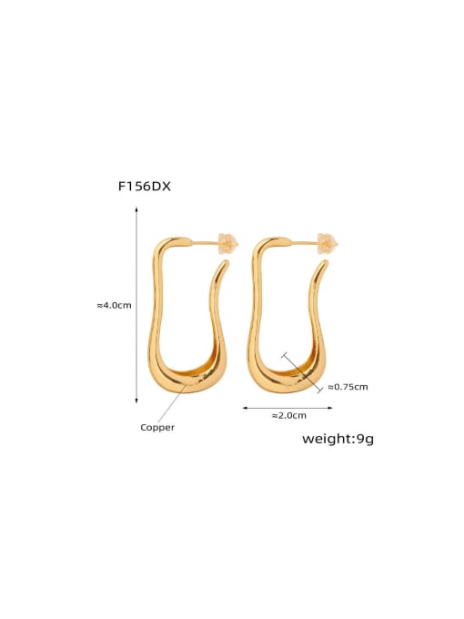 F156 Gold Earrings Brass Geometric Trend Hoop Earring