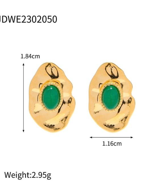 J&D Stainless steel Emerald Geometric Vintage Stud Earring 2