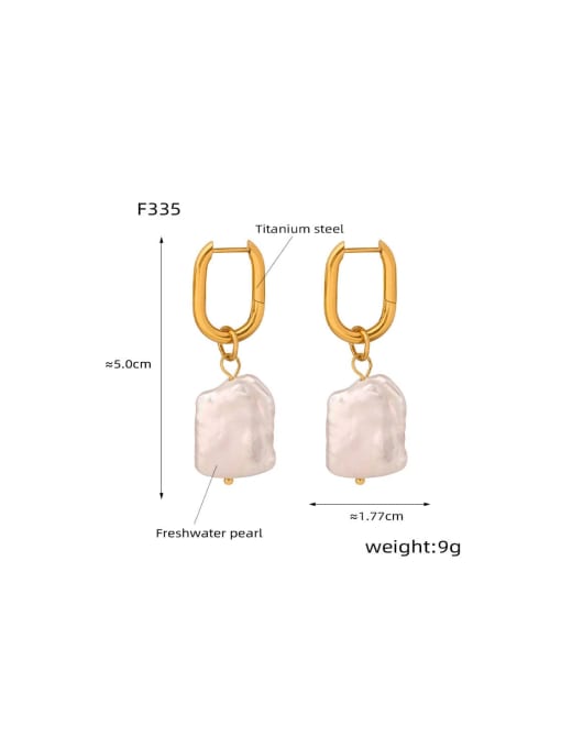 F335 Irregular Freshwater Pearl Earrings Titanium Steel Shell Geometric Trend Stud Earring