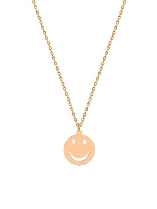 MAKA Titanium 316L Stainless Steel Smiley Minimalist Long Strand Necklace with e-coated waterproof 0