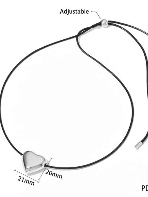 PDD960 Stainless steel Microfiber Leather Heart Trend Necklace