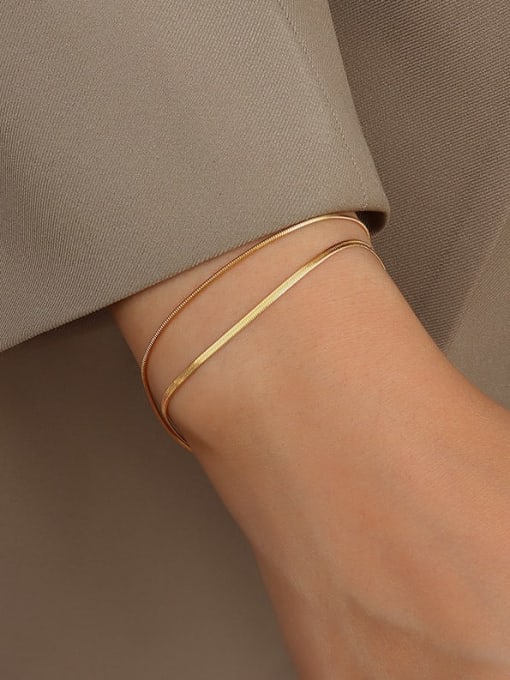 Gold Titanium 316L Stainless Steel Snake Chain Minimalist Strand Bracelet with e-coated waterproof