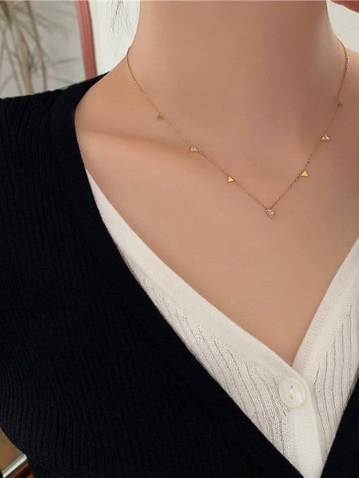 XL143 Triangle Necklace Gold Titanium Steel Water Drop Minimalist Necklace