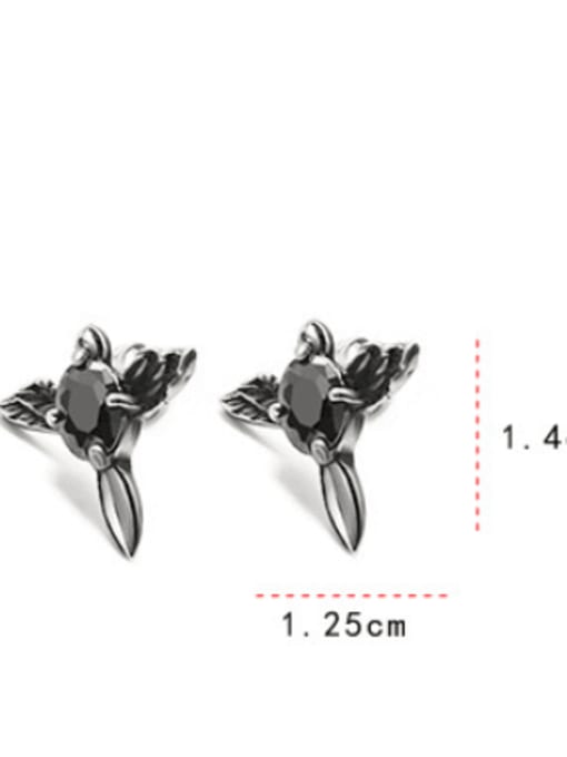 MAKA Titanium 316L Stainless Steel Cubic Zirconia Cross Wing Vintage Stud Earring with e-coated waterproof 2