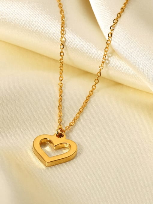 J&D Stainless steel Rhinestone Heart Minimalist Necklace 2