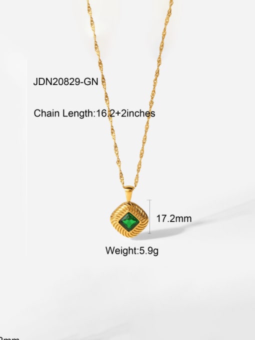JDN20829 GN Stainless steel Glass Stone Geometric Hip Hop Necklace