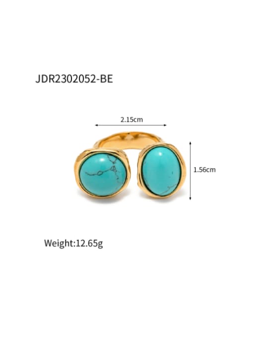 JDR2302052 BE Stainless steel Turquoise Geometric Vintage Band Ring