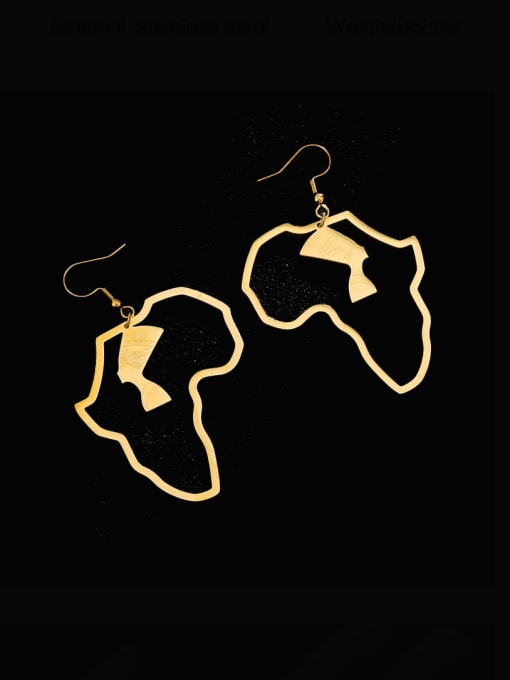 SONYA-Map Jewelry Stainless steel Medallion Minimalist Hook African Pendant  Earring 0