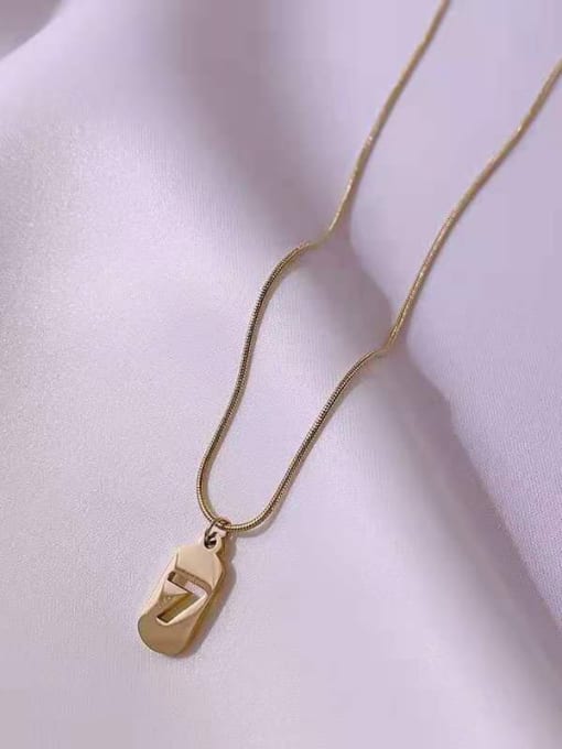 rose gold Titanium Steel Number 7 Minimalist Geometric  Pendant Necklace