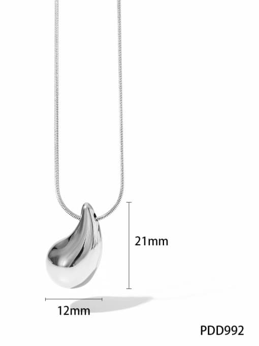(Vertical) Small Steel  PDD992 Stainless steel Water Drop Minimalist Necklace
