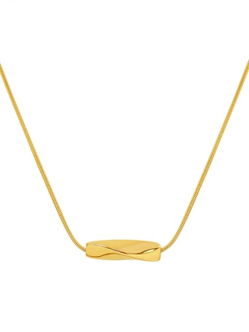 P143 gold twisted tube Necklace Titanium Steel Geometric Minimalist Necklace