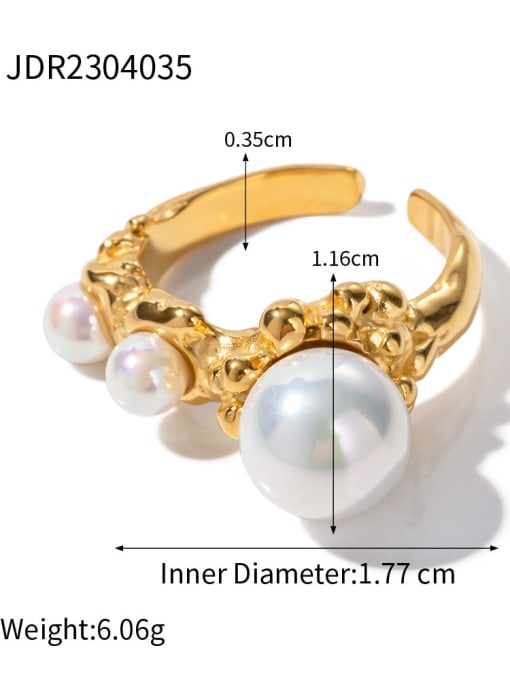 JDR2304035 Stainless steel Freshwater Pearl Geometric Dainty Band Ring