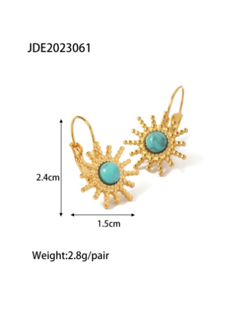 J&D Stainless steel Turquoise Irregular Vintage Hook Earring 3