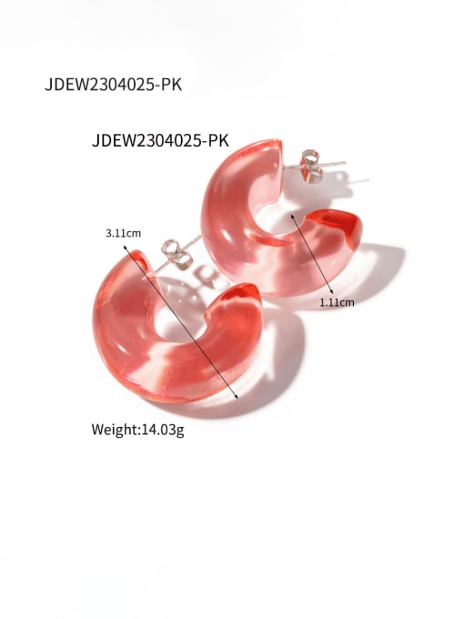 JDEW2304025 PK Stainless steel Resin Multi Color Geometric Minimalist Stud Earring