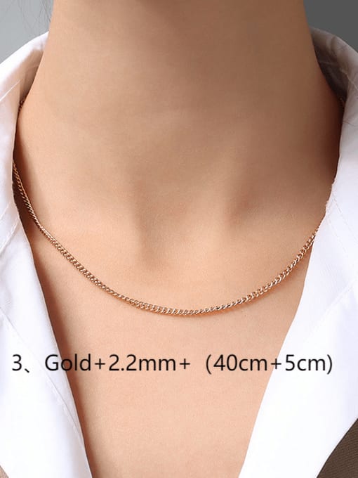 ③ Gold +2.2mm+(40cm+5cm) Titanium 316L Stainless Steel Minimalist  Chain with e-coated waterproof