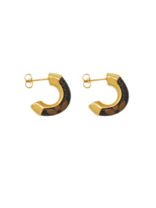 F545 leather Earrings Titanium Steel Geometric Hip Hop Stud Earring
