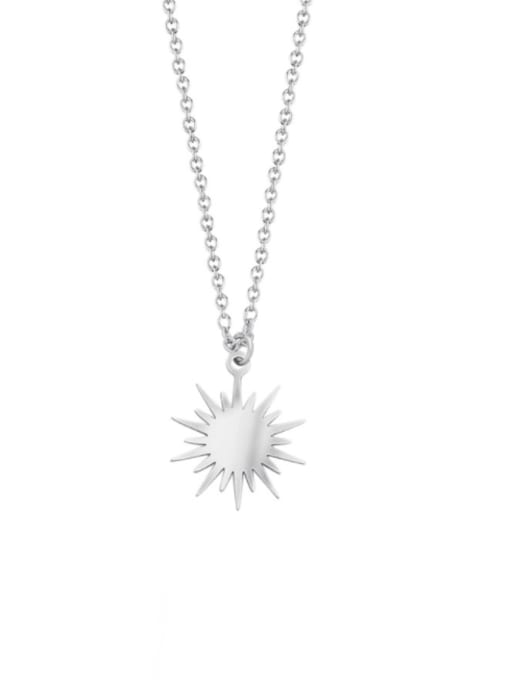 SN20120901S Stainless steel  Minimalist Sun Flower Pendant Necklace