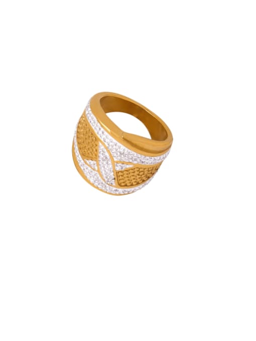 A108 Gold Ring Titanium Steel Geometric Vintage Band Ring