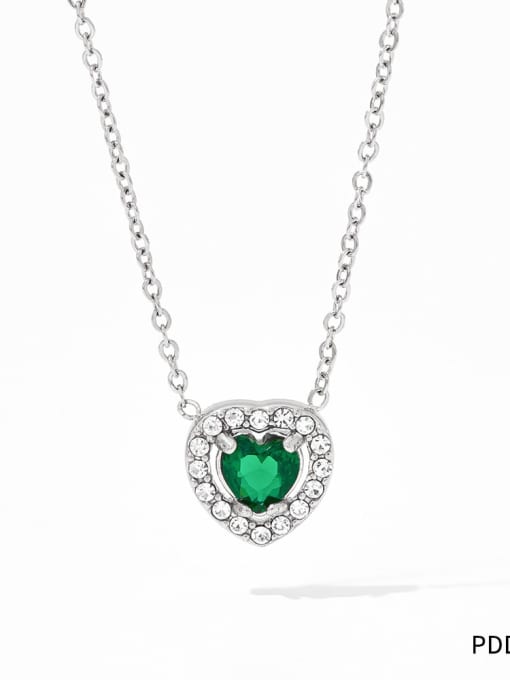 PDD380 steel color Stainless steel Cubic Zirconia Flower Vintage Necklace