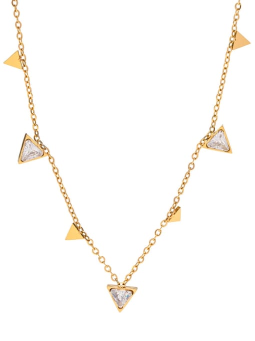 J&D Stainless steel Cubic Zirconia Triangle Vintage Necklace 0