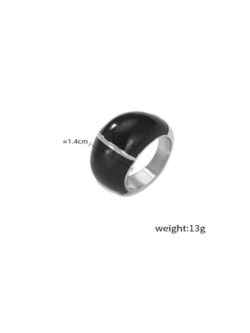 A810 Steel Black Ring Stainless steel Enamel Geometric Vintage Band Ring